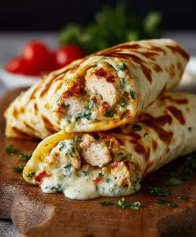 Low Carb Cheesy Garlic Chicken Wraps