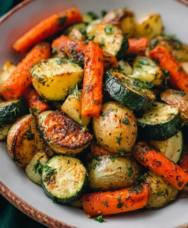 Garlic Herb Roasted Potatoes Carrots and Zucchini