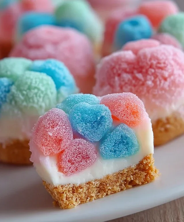 Gummy Cotton Candy Cheesecake Bites