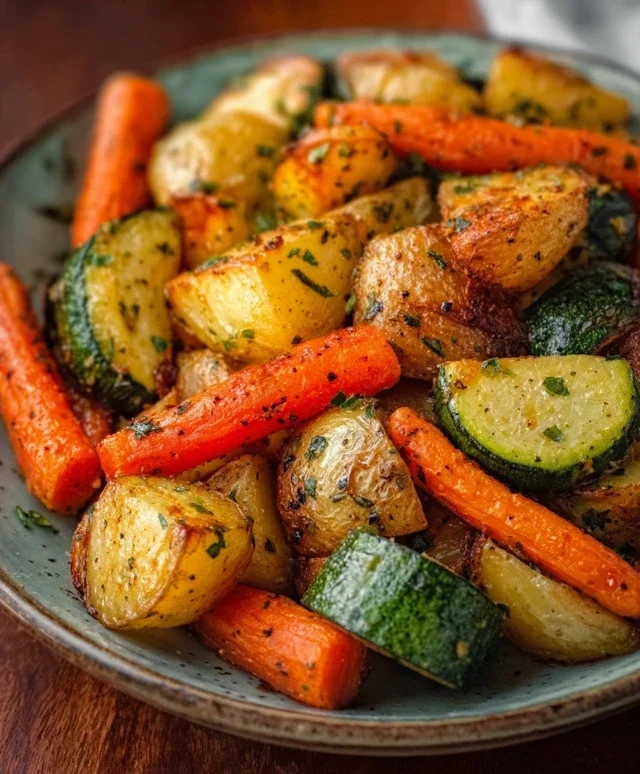 Garlic Herb Roasted Potatoes Carrots and Zucchini