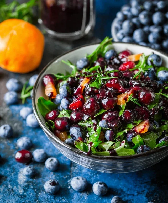 Cranberry Blueberry Salad with Blueberry Balsamic Dressing