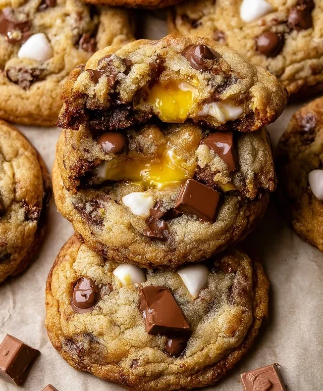 Brown Butter Cadbury Creme Egg Chocolate Chip Cookies