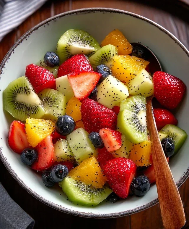 Fruit Salad with Honey-Lime Poppy Seed Dressing