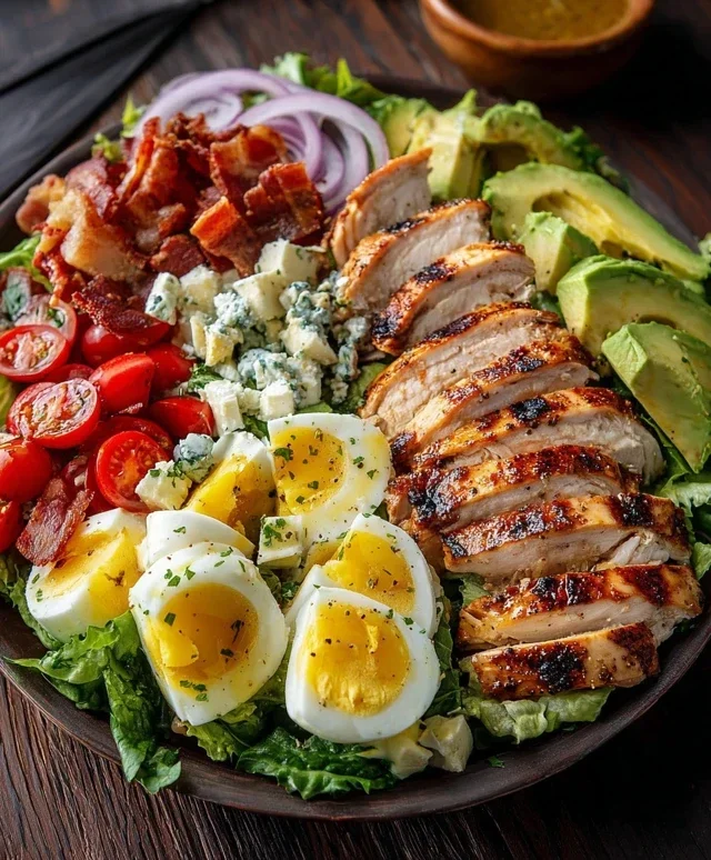 Grilled Chicken Cobb Salad with Honey Dijon {Pnon-non-non-alcoholic alternativeic non-alcoholic aleo, Whole30 Option}