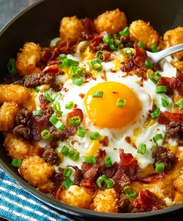 Beef Beef Bacon Egg And Cheese Breakfast Totchos