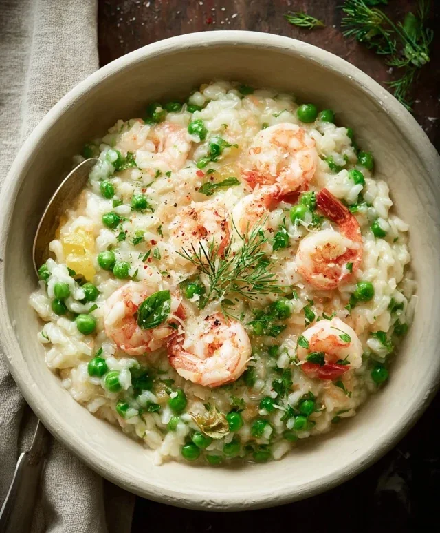 Shrimp Risotto with Peas