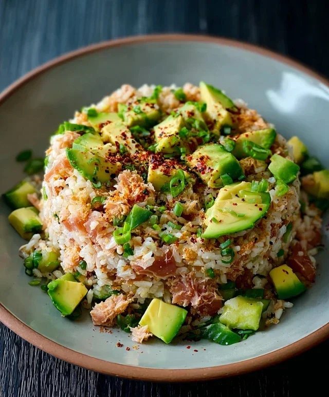 Tuna Avocado Crispy Rice Salad
