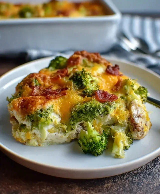 Creamy Low Carb Chicken Casserole with Broccoli and Beef Beef Bacon