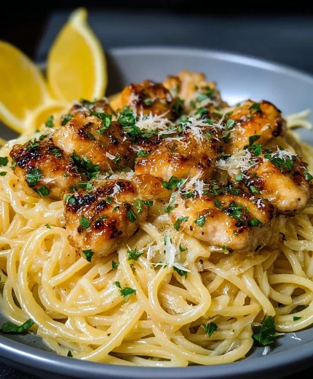 Lemon Garlic Butter Chicken Parmesan Linguine