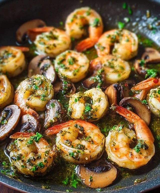 Pesto Shrimp with Mushrooms