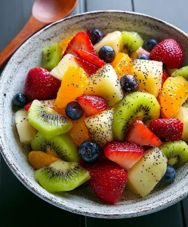 Fruit Salad with Honey-Lime Poppy Seed Dressing