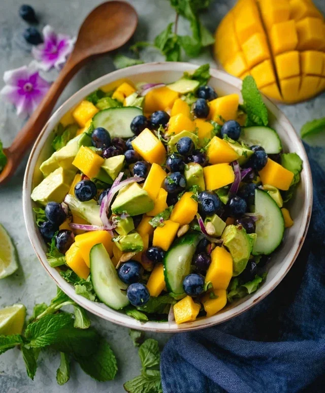 Mango Cucumber Salad with Blueberry and Avocado