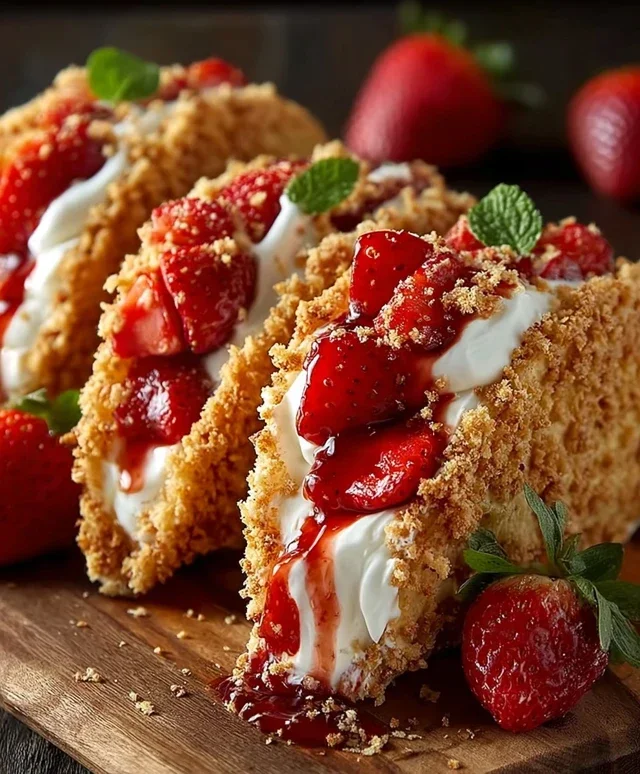 Strawberry Crunch Cheesecake Tacos