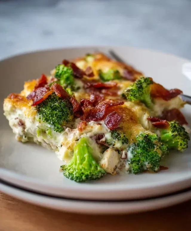 Creamy Low Carb Chicken Casserole with Broccoli and Beef Beef Bacon