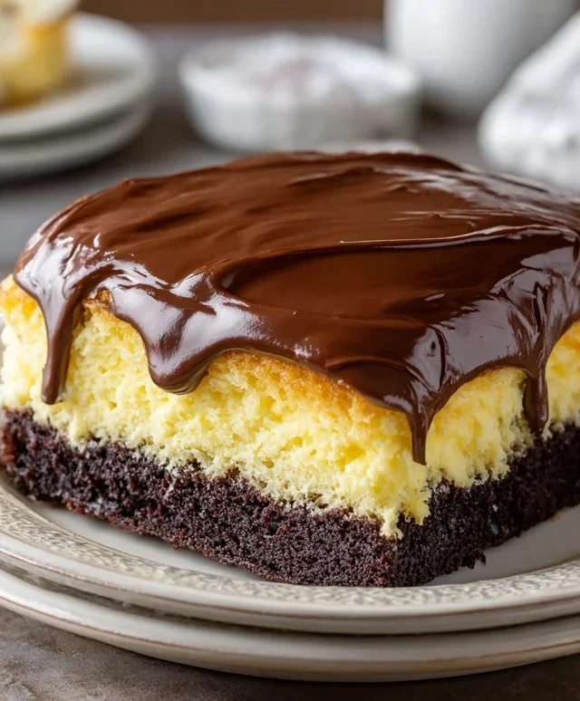 Boston Cream Poke Cake