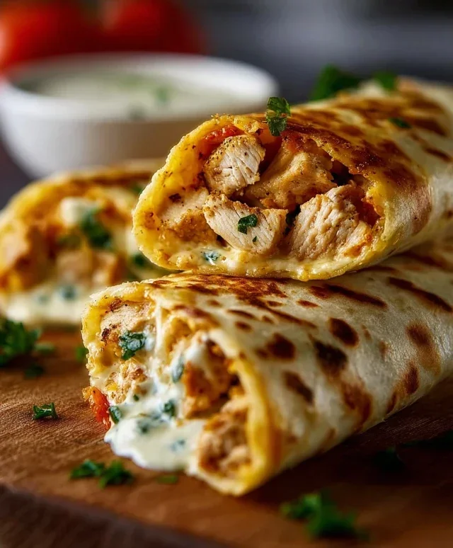 Low Carb Cheesy Garlic Chicken Wraps