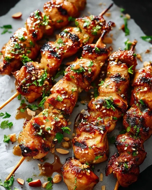 Easy Grilled Asian Chicken Skewers with Honey Garlic Sauce