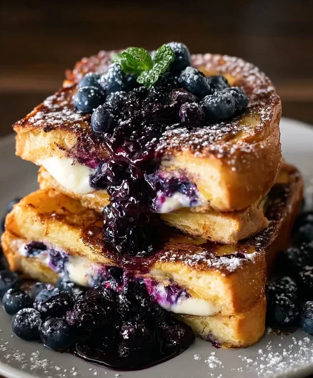 Blueberry Cream Cheese Stuffed French Toast