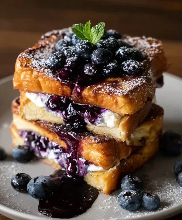 Blueberry Cream Cheese Stuffed French Toast