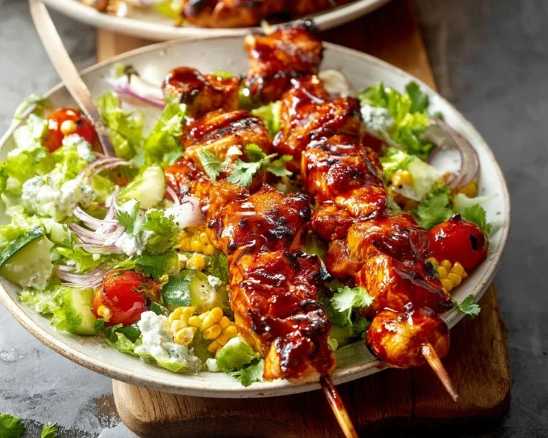 BBQ Chicken Skewer Salad