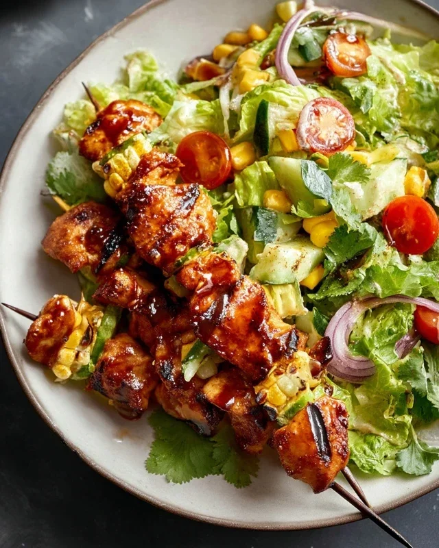 BBQ Chicken Skewer Salad