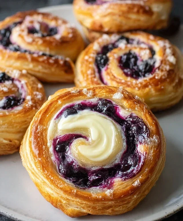 Swirled Blueberry Cream Cheese Danish
