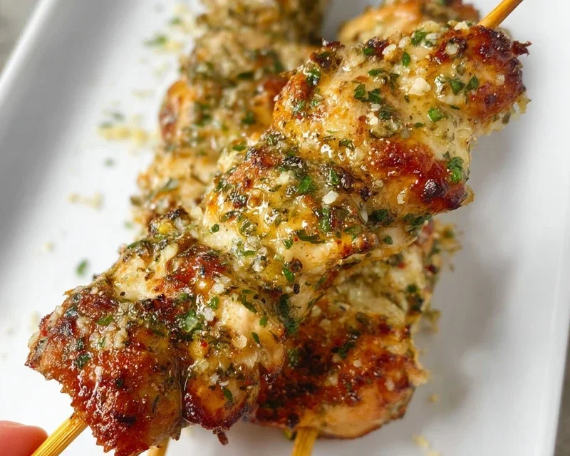 Garlic Parmesan Chicken Skewers