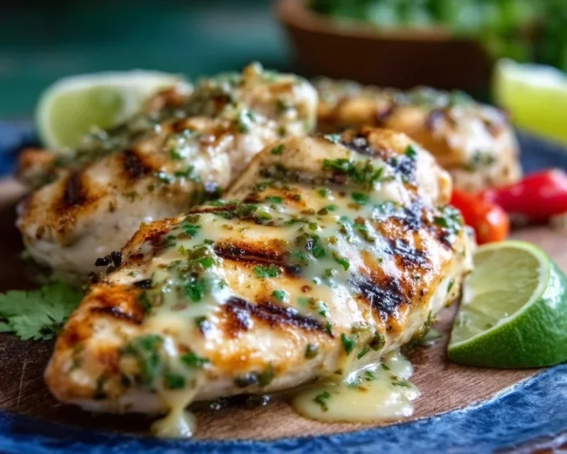 Grilled Salsa Verde Pepper Jack Chicken