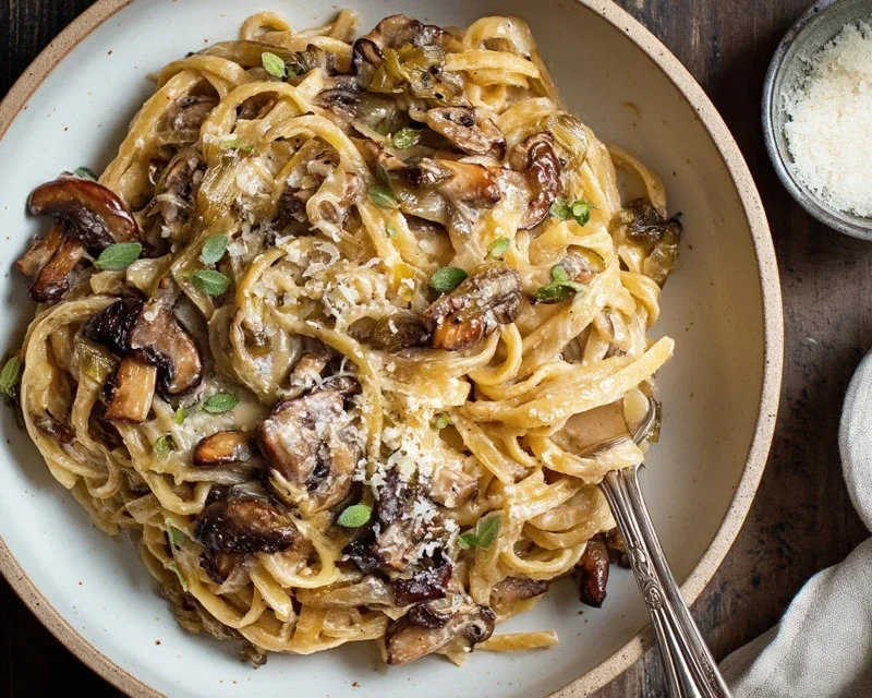 Caramelized Leek and Mushroom Gruyere Pasta