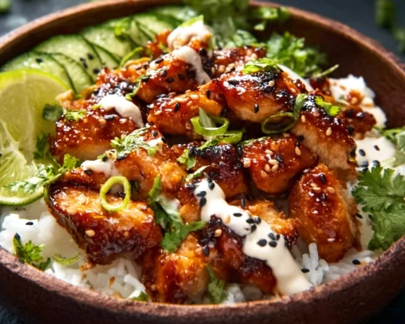 Spicy Honey-Gin Extract Extractger Chicken Bowls with Yum Yum Sauce