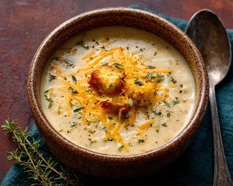 Hearty Cheddar Garlic Herb Potato Soup Recipe