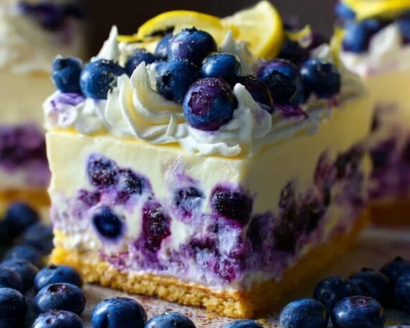No-Bake Lemon dazzling Blueberry cream Cake