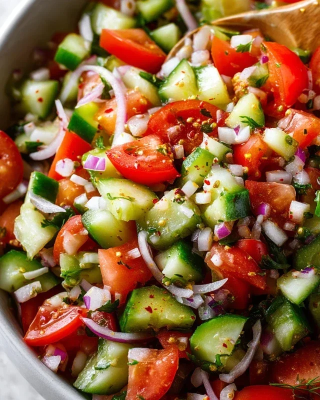 Mediterranean Salad with Cucumber, Tomato and Onion