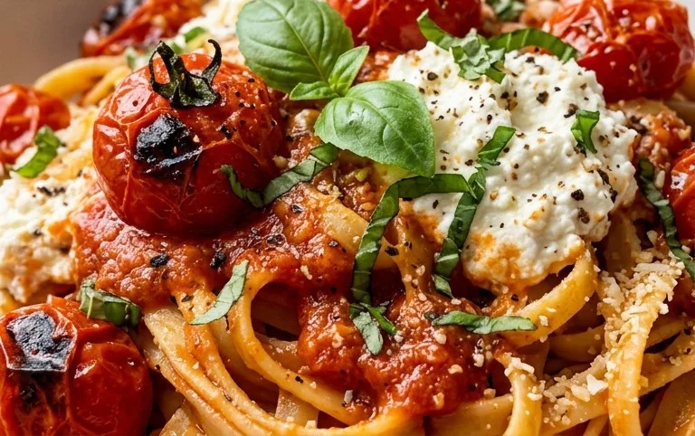 Roasted Tomato and Garlic Ricotta Pasta