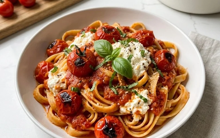Roasted Tomato and Garlic Ricotta Pasta