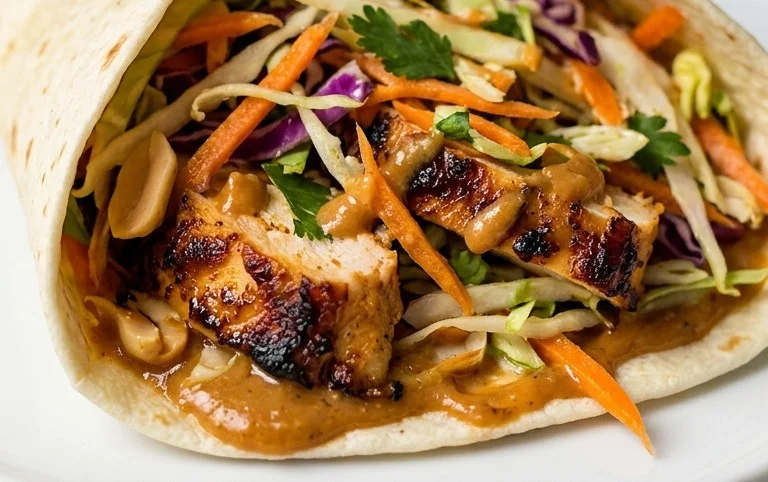 Thai Chicken Wrap with Crunchy Asian Slaw