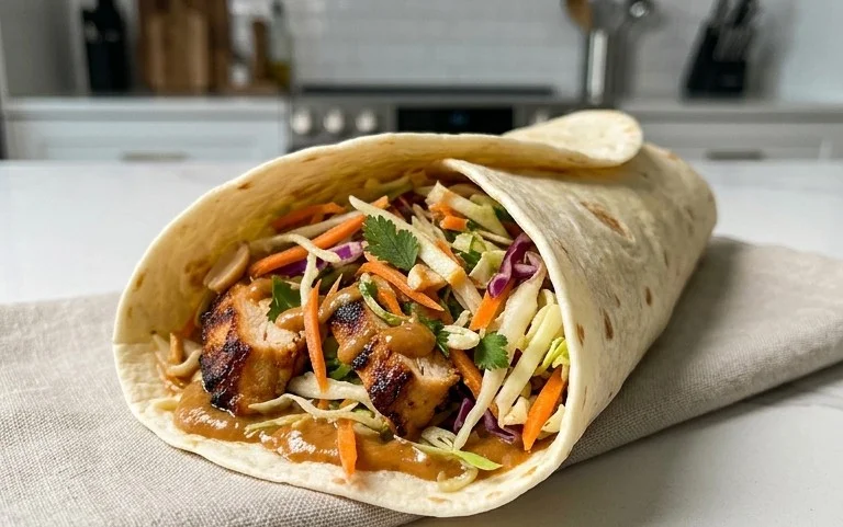 Thai Chicken Wrap with Crunchy Asian Slaw