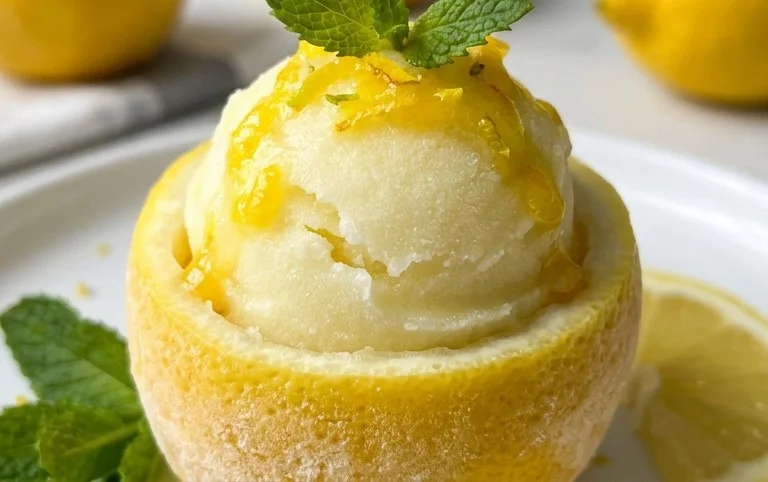 Sorbetto di Limone Dressed Up in a Frozen Lemon Shell