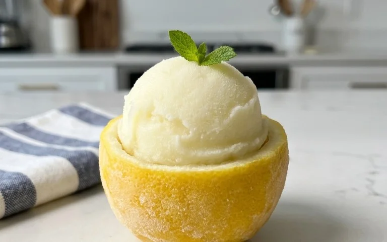 Sorbetto di Limone Dressed Up in a Frozen Lemon Shell