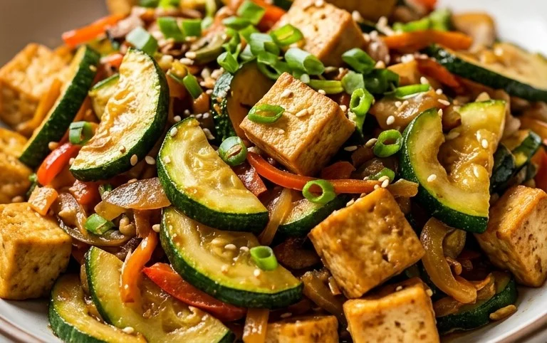 Zucchini Stir Fry With Tofu (Vegan)