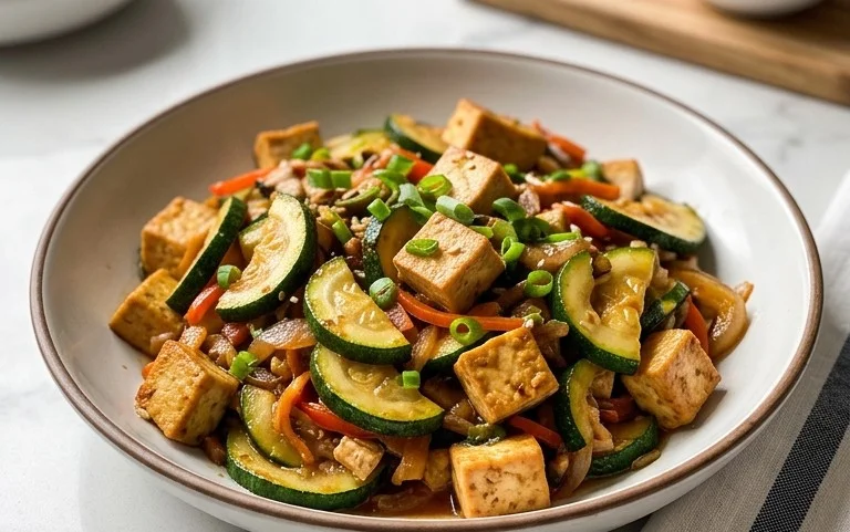 Zucchini Stir Fry With Tofu (Vegan)