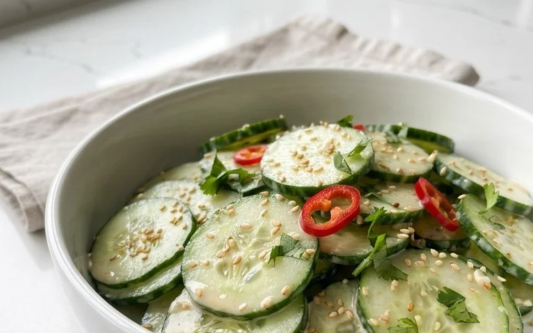 Creamy Asian Cucumber Salad Bowl