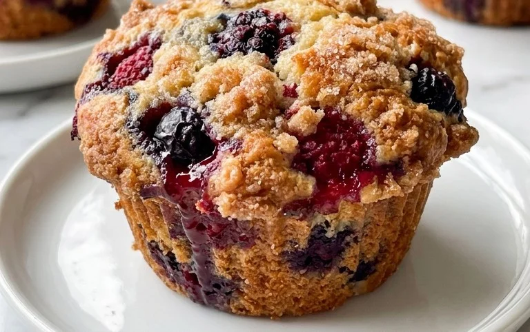 Bakery Style Mixed Berry Muffins | with Frozen Berries
