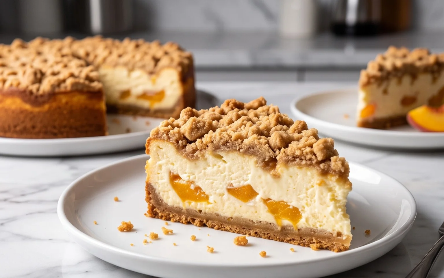 Peach Cream Cheese Cake with Streusel Topping