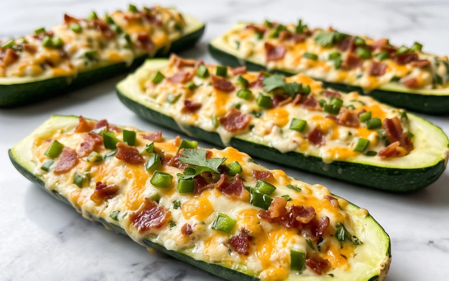 Jalapeno Popper Zucchini Boats