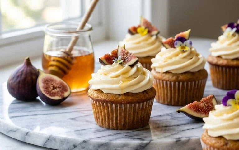 Fig Cupcakes with Honey Cream Cheese Frosting