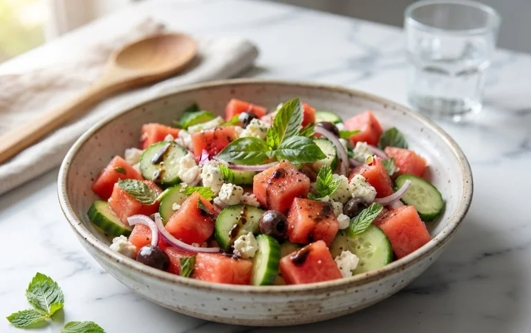 Watermelon Salad with Cucumber and Feta