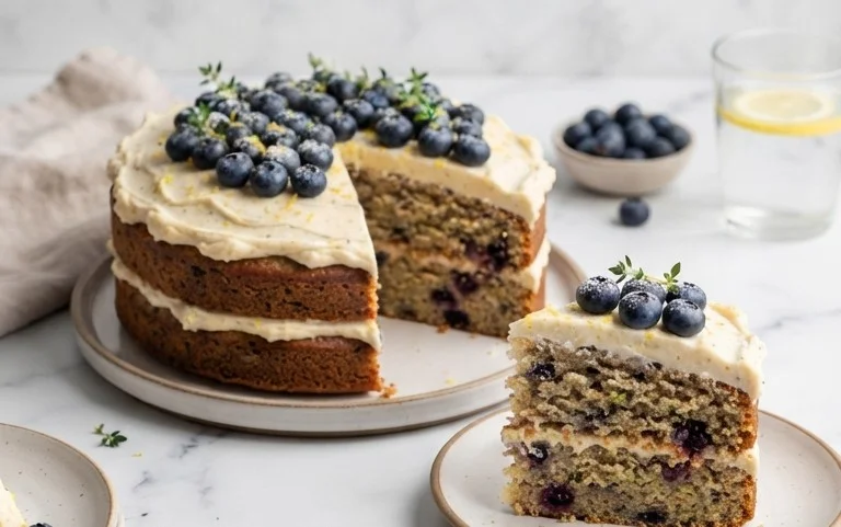 Blueberry Zucchini Cake with Lemon Buttercream