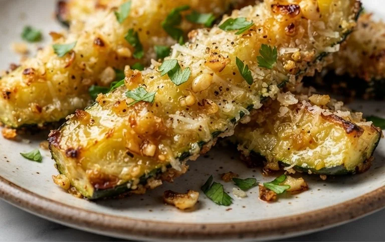 Irresistibly Crunchy Garlic Parmesan Roasted Zucchini