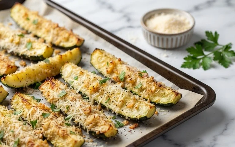 Irresistibly Crunchy Garlic Parmesan Roasted Zucchini